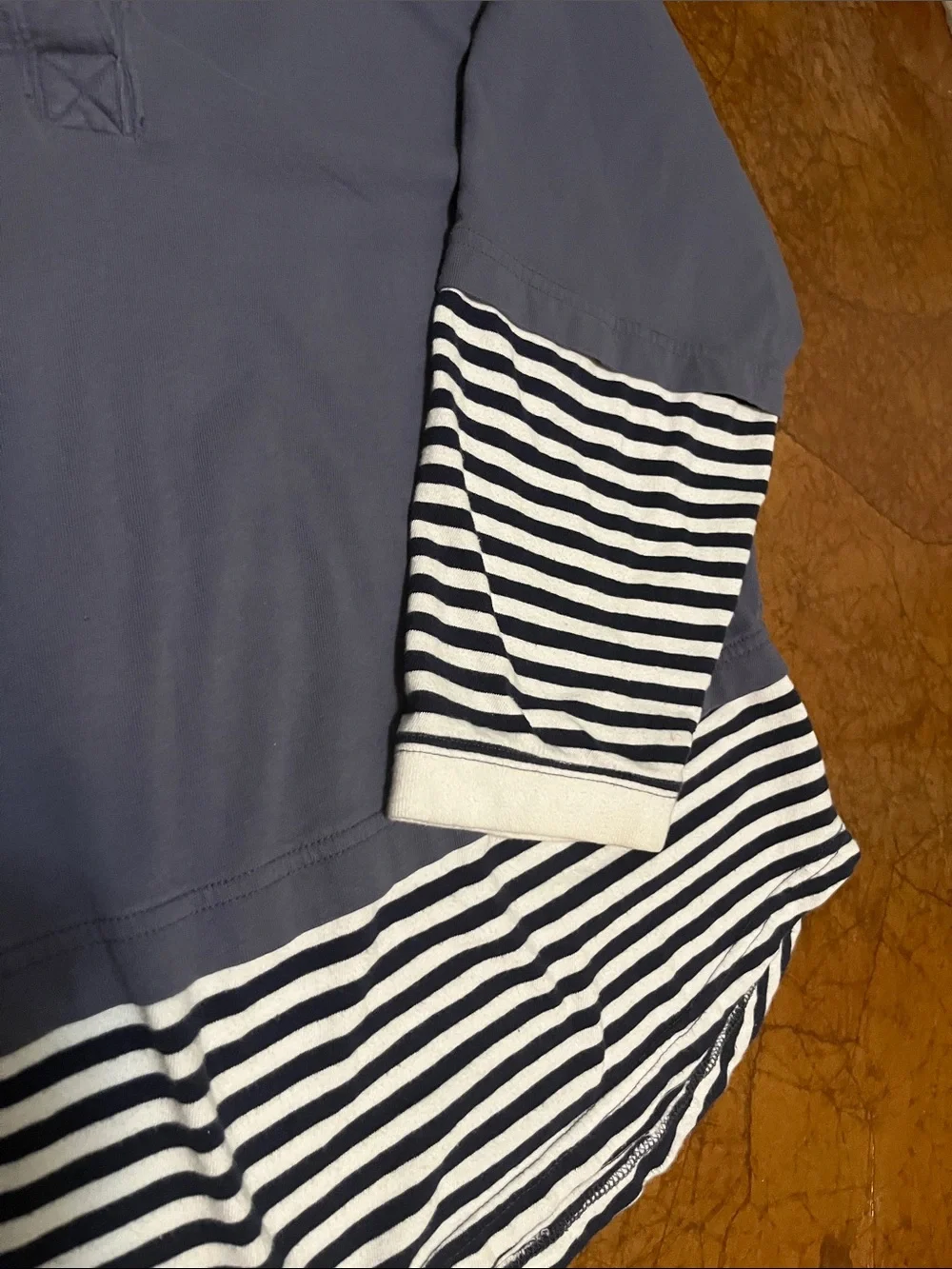 Free People Long Sleeve Navy Blue & White Striped Top Sz Small oversized